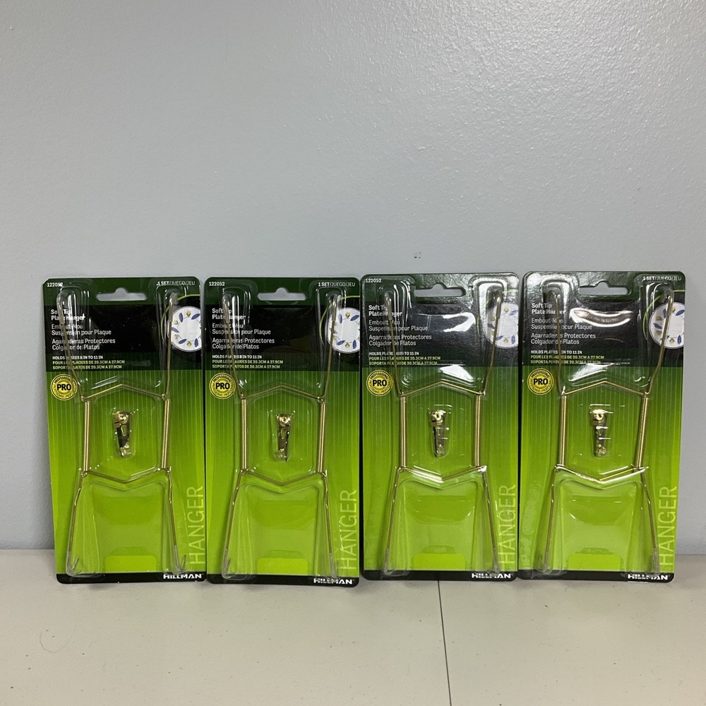 Hillman 122052 Plate Hanger, 8-11 Inch, Soft Tip Brass Lot Of 4 NEW